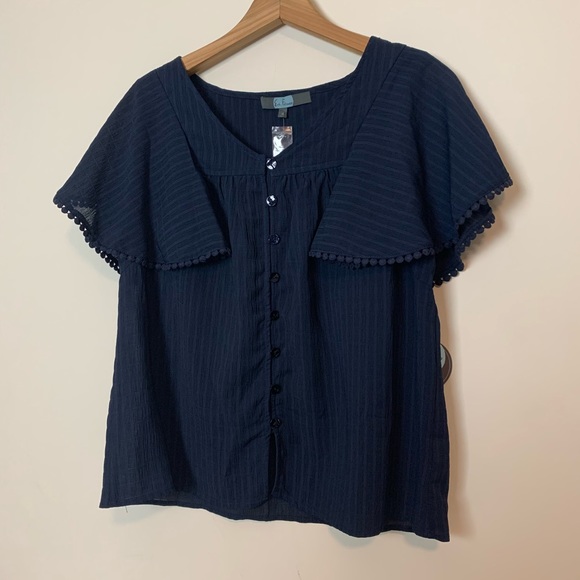 New Eva Franco Navy Blue Top - Picture 6 of 7